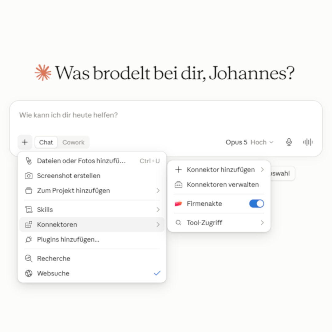 Der Konnektor Firmenakte ist im Menü Konnektoren gelistet und eingeschaltet